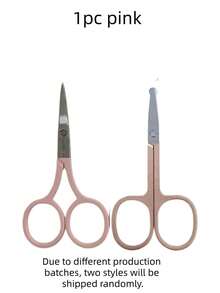 1pc Black Stainless Steel Cross-Stitch Embroidery Scissors, Eyebrow Trimming Small Scissors, Beauty Makeup Tool, Random Packaging Bag - Pink - View 6