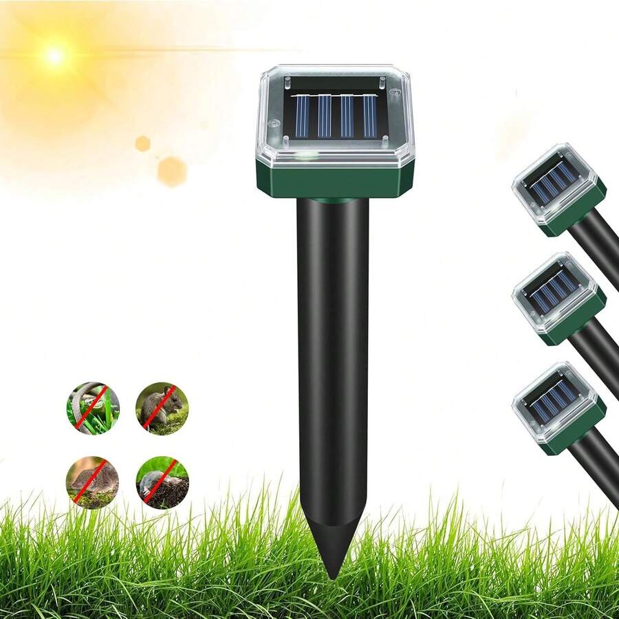 1 PC Solar Powered Ultrasonic Bird Repeller, Suitable For Outdoor Courtyards, Gardens, Orchards And Other Places. It Can Effectively Repel Birds, Snakes, Mice, Dogs And Other Animals. It Can Be Installed On The Ground, Operated By Switch, And Contains No Toxic Traps. - Green - View 1