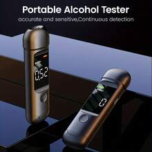 Probador de alcohol portátil - Dispositivo de prueba de alcohol portátil con pantalla LCD digital e interfaz Tipo-C, detector compacto de concentración de alcohol en la sangre, adecuado para el hogar, la conducción y otros escenarios - negro - Ver 2