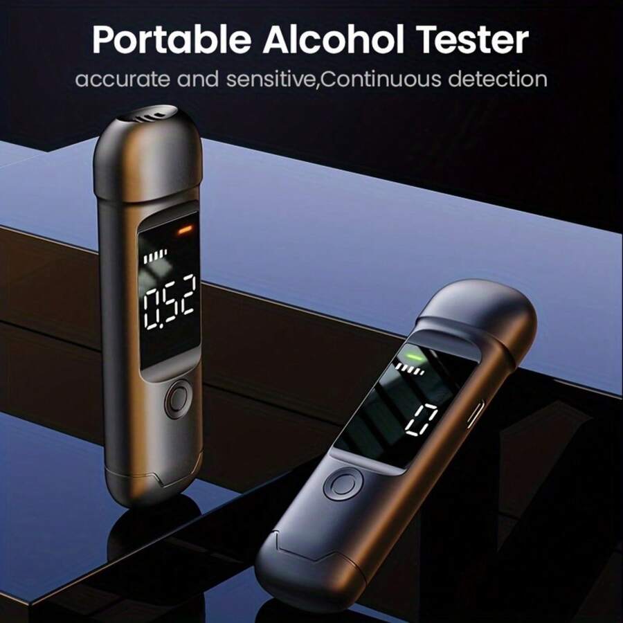 Probador de alcohol portátil - Dispositivo de prueba de alcohol portátil con pantalla LCD digital e interfaz Tipo-C, detector compacto de concentración de alcohol en la sangre, adecuado para el hogar, la conducción y otros escenarios