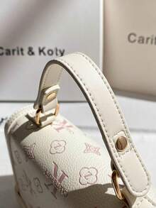 Carit & Koty 1件女款手提包，2026新款，壓紋金屬扣PU皮革斜挎包，適合日常休閒、約會與聚會，錢包 - 白色 - 查看 5