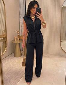 Women's Elegance Navy Blue Set In Sensorial Fabric - Black - View 1