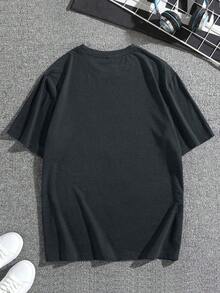 Camiseta casual para hombre con un diseño vibrante de un niño mexicano - estampado "Viva México", mangas cortas, cuello redondo, material ligero y elástico, adecuada para primavera y verano, perfecta para un estilo casual de verano. |   Camiseta con estampado llamativo |   Estilo cómodo, talla mediana a grande - Negro - Ver 10