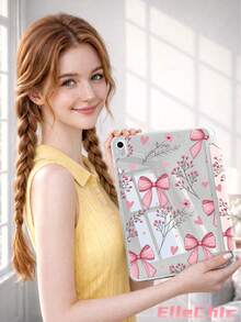 粉色花朵、星爆和蝴蝶结图案保护套，兼容 iPad Air 8(M4)2026(11 英寸)、Air 4/5 10.9 英寸、7/8/9 代 10.2 英寸，内置笔槽，兼容三星 Tab S6 10.4 英寸，兼容 Kindle 第 11 代 (2022/2024)、Kindle Clara 2E、Clara Colour、Clara BW (6 英寸) 和 Libra Colour (7 英寸)，可爱少女风时尚设计，平板电脑桌面装饰，生日和节日礼物。 - 彩色 - 查看 3