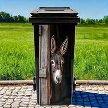 1pc Donkey Peeking Barn Door Trash Can Sticker - Self-Adhesive Farmhouse Decor, Curious Eyes, Removable PVC Window Decor, Suitable For Plastic Bins, Sheds, Living Room, Bathroom - Rustic Home Decor, Donkey Themed Decoration - A - View 6