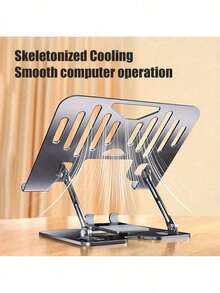 Soporte plegable 2 en 1 para portátil con soporte para teléfono, almohadilla de enfriamiento de acero al carbono ajustable, antideslizante y portátil para trabajo y estudio - Ver 6