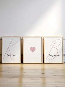 Juego de 3 pósteres minimalistas personalizados, letrero colgante con nombre de pareja personalizado, arte de pared moderno en beige, decoración de aniversario de boda, adecuado para parejas, fiesta de damas de honor, regalo de aniversario, decoración bohemia neutra para el hogar, sala de estar, dormitorio, regalo para amantes y amigos, sin marco - Beis - Ver 10
