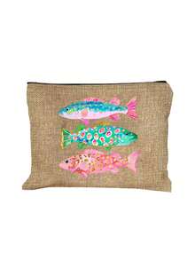 Colorful Striped Fish Pattern Cosmetic Bag,Vintage Style,Creative Zippered Makeup Pouch & Multi-Functional Coin Purse - Multicolor - View 15