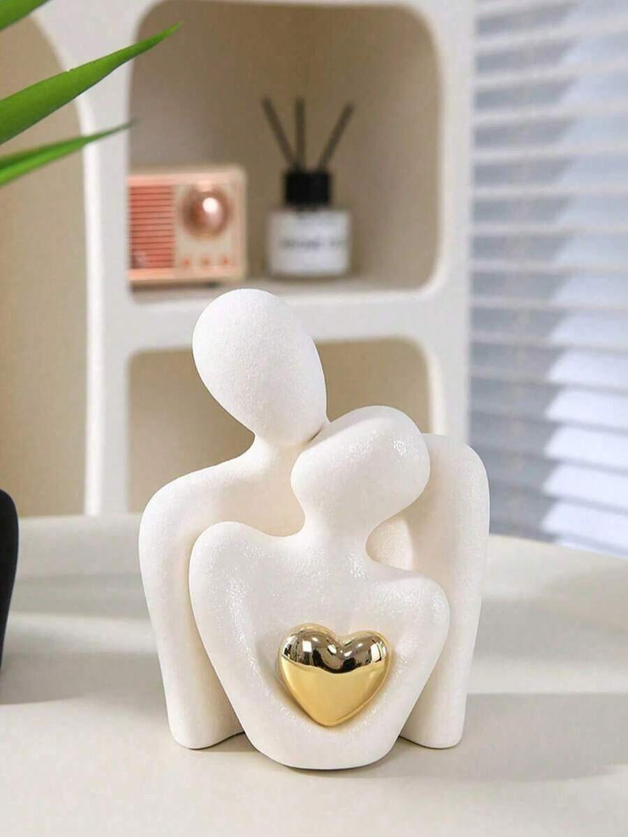 2件創意情侶雕像,白色樹脂裝飾飾品,適用於臥室架子裝飾、客廳裝飾、玄關裝飾、桌面裝飾,浪漫週年禮物,婚禮與情人節情侶禮物 - 多色 - 查看 1