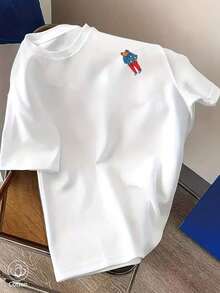 Bunny 'DtMF', Fun Puerto Rican Print, Women's Loose T-Shirt 100% Cotton, Summer Clothing, Plus Size Summer Top, K-Series, Cotton Tops, Women's Clothing, Women's Summer Clothing, Knitwear, Party Dresses, Women's Plus Size Clothing, Women's Loose Crew Neck Top, Best Friend Dresses, Vacation Clothing, Casual Activewear, Dressy Tops, Women's Sportswear, Women's Tops, Women's Promotional Clothing, Unisex, Teen Clothing, Basic T-Shirt, Women's Summer Clothing, Soft And Comfortable, Summer, Winter, Spring, Festival, Eid Al-Fitr, King's Day, Mother's Day, Parties, Beach, Weddings, Graduation Ceremonies, Gym, Elegant, Casual, Vacation, Sports, Luxury, Formal, Ruffles, Polka Dots, Tassels, Floral, Graphic, Leopard Print, Women's Summer Outfit - White - View 4