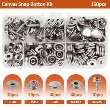 150 piezas Kit de broches a presión de acero inoxidable resistente a la oxidación, broches marinos de grado 0.58 pulgadas anti-óxido, adecuados para cubiertas de barcos, telas, artesanías de cuero y proyectos DIY - 150 unidades - Ver 7