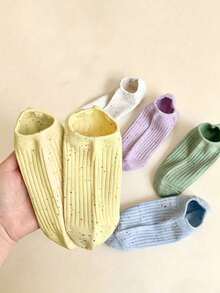 1/6 Pairs Women's Colorful Solid Color Boat Socks, Sweet Casual Breathable Invisible Socks, Suitable For Daily Wear, Sports, Home, All Seasons - Multicolor - View 4