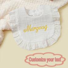 1pc Customized Text, Custom Embroidered, Exquisite Lace Baby Bib, Soft And Skin-Friendly, Newborn Anti-Spit-Up Bib - Multicolor - View 7
