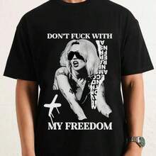 No Doubt GW En St Efani Cartoon Portrait T-Shirt, Unisex Cotton Graphic T-Shirt, 90s Ska Punk Rock Style, Classic Checkered And Circle Design T-Shirt - 黑色 - 查看 9