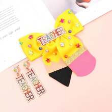 Yqq Mokkia Hair Bows For Teachers, Teacher Accessories, Sets, Large Jeweled Hair Clips, Silky Satin Ribbons, Hairpins, Thank You Gifts For Teachers - 白色黃色 - 查看 2