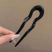 Pinza de pelo de acrílico en forma de U, accesorio de pelo de estilo minimalista adecuado para peinados de moño, para mujeres - A - Ver 7