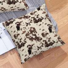 2pcs Brown Cow Print Square Throw Pillow Covers, Western Country Cowhide Texture Sofa Pillow Covers, Suitable For Bedroom And Country Home Decor, Single-Sided, No Pillow Insert - Brown - View 5