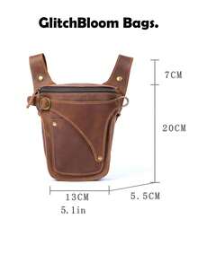 Retro American Western Style Multi-Function Waist Bag Belt, Wasteland Y2K Punk Rivet Wide Waist Belt - Brown - View 4