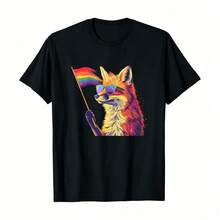 LGBT Fox Rainbow Flag Gay Pride LGBTQ LGBT Pride Month T-Shirt A Women's T-Shirt,Classic Crew Neck Design For Timeless Style,Easy To Pair With Jeans, Shorts And Skirts. - Black - View 1