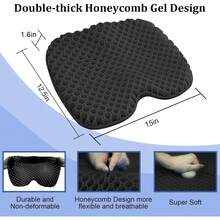 Anti Slip Kayak Seat Cushion Waterproof Thick Gel Boat Cushion Pad Sturdy Canoe Rowing Stadium Mat Ergonomic Comfort Chair Support Gear For Fishing Marine Sports Outdoors Blue 1 Pack - Black 2pcs - View 7