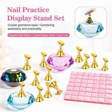 Conjunto de Suporte Magnético para Prática de Unhas com Base de Cristal + Argila Reutilizável, Kit de Treino de Arte de Unhas para Iniciantes - Multicolorido - Ver 3
