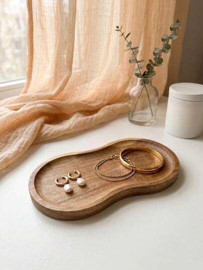 1/2pcs Elegant Rosewood Irregular Jewelry Tray - Perfect For Holding Earrings, Rings, Keys And Small Accessories | Ideal Gift For Birthday, New Year And Valentine's Day | Fashionable Desktop Storage Solution For Displaying Jewelry, Decorative Plates And Entryway Trays | Must-Have Holiday Gift For Her, Back To School Essential, Travel/Vacation Necessity, Autumn And Ramadan Essential