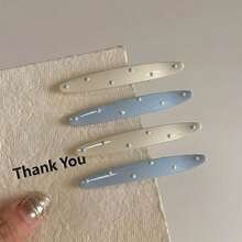4pcs Cream & Blue Polka Dot Pattern Hair Clips, Korean Style Oil Control Short Crocodile Hair Clips, Women's Bangs Clips, Suitable For Summer, Holidays, Travel, Daily Wear,Hair Barrettes School - Multicolor - View 6