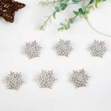 Yqq TEBIEKOY-Snowflake Hair Clips For Women, Rhinestone Hair Clips, Silver Mini Clips With Pearls, Hair Accessories For Weddings, Bridal Parties - Perak - View 3