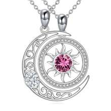 Collar para parejas para 2 regalos de joyería de sol y luna - Abril y febrero - Ver 2