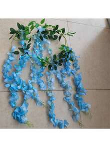 1pc 10 Stems 190cm/74.8in Artificial Wisteria Vine Garland In Blue, Purple, White, Pink, Yellow, Suitable For Wedding Arch, Party, Garden, Home Decor, Holiday Gift. Wedding Decoration, Beautiful Room Decor, Home Decor, Valentine's Day, Birthday, Graduation Gift - Baby Blue - View 4