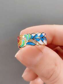 1pc Cute Cubic Zirconia Ring, Women's Wedding Engagement Party Jewelry, Valentine's Day Gift - Yellow Gold - View 8