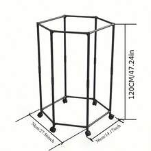 Black Metal Movable Hexagonal Rotating Clothes Drying Rack, Stable Structure, Rust-Proof And Durable,Large-Capacity Design Supports Classified Drying And Storage, 360° Universal Wheel For Flexible And Convenient Movement - View 2
