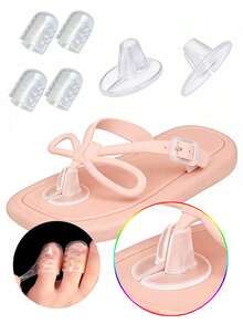 1 Set Of 7 - 2pcs Soft Silicone Pads + 5pcs Silicone Toe Protectors, Self-Adhesive Waterproof Shock-Absorbing Comfortable Insoles, Suitable For Flip Flops, Sandals And Slippers, Protect Small Toes From Friction - A - View 2
