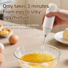 Handheld Electric Milk Frother, Small Egg Beater For Baking Cream, Outdoor Food Mixer, Single Head Milk Foamer, Essential Kitchen Tool (Without Stand) - Black and White - View 2