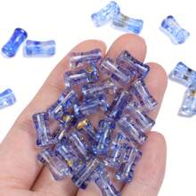 30PCS 6x12mm Glass Transparent Bamboo Shaped Beads With Golden Foil, Nature-Inspired Spacer Charms, Durable Bulk Beads For Fresh & Elegant DIY Jewelry - 竹子 - 查看 15