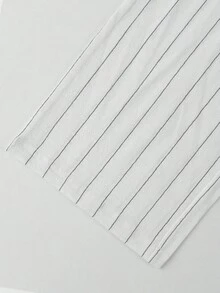 男士度假風亞麻條紋長褲，棉麻混紡透氣涼爽面料休閒褲，夏季垂墜感鬆緊腰多功能長褲 - 黑與白 - 查看 8