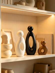 1pc Modern Hollow Abstract Resin Sculpture, Matte Finish Decorative Figurine, Versatile Home Decor, Suitable For Minimalist To Bohemian Style, Perfect For Bookshelf, Desk, Vanity And Shelf Decoration, Enhancing Living Space With Subtle Elegance And Artistic Flair - Multicolor - View 6