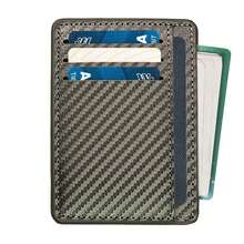 KAIDUCH 1pc Slim Card Wallet With Transparent ID Window Multi-Function Ultra Thin Mini Card Holder Coin Purse For Daily Use Front Pocket Wallet - Grey - View 3
