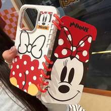 Disney 迪士尼米妮、米奇、唐老鴨、黛絲筆記本風格手機殼，可愛情侶手機殼，3D翻轉設計與防震保護，適用於 iPhone 11/12/13/14/15/16/17, Pro, Pro Max, Plus - 藍色 - 查看 2