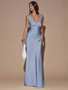 Women Midi Dresses - Kabut biru - View 5