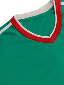 Women's Mexico Football Jersey With Heart Flag - Sporty Style Oversized Green  Y2K Football Motif V Neck Short Sleeve - 綠3 - 查看 4