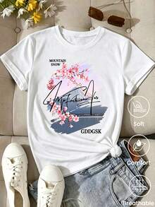 180g Made In Mexico, Spring/Summer 2026 Fashion Short Sleeve T-Shirt, Cartoon Print, Couple Style, Underwear/Outerwear, Casual Round Neck For Office, Unisex One Piece Top - 白色 - 查看 2