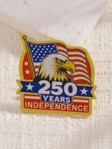 个性化嘻哈休闲美国国旗元素，美国独立250周年纪念秃鹰设计，男士珠宝套装，包含吊坠项链和胸针，适合7月4日独立日庆祝活动，父亲节送给朋友和兄弟的礼物，不锈钢珠宝配件 - 彩色 - 查看 6