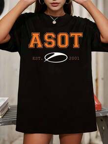 A State Of Trance ASOT EST. 2001 Music Logo Graphic Oversized Black T-Shirt - 黑色 - 查看 6