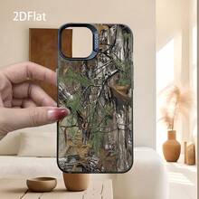 Funda para teléfono: Funda para teléfono con diseño de camuflaje 2D Flat New Forest, de alta gama, simple, elegante, creativa, anti-amarilleo, resistente a caídas, con impresión UV, para iPhone 17 Series, 16, 15, 14, 13, 12, 11 Pro Max, Plus, Pro, E. Adecuada para Pascua, Carnaval. - Negro - Ver 7