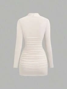 Women Midi Dresses - Apricot - View 2