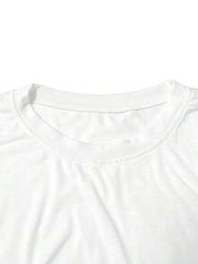 Women's 3-Piece Short-Sleeve T-Shirt Set With A Blue And White Porcelain Heart And Rabbit Print, Retro Style, Round Neck, Comfortable, Fashionable For Spring, Summer, And Fall 2026. Suitable For Everyday Wear, Casual Parties, And Elegant Women's Clothing. Simple, Loose, And Versatile Top. Sizes S-XXL. - 白色 - 查看 4