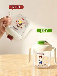 1个280毫升婴儿水杯，三合一饮水模式，防漏防摔，可爱卡通图案，男女宝宝通用 - 彩色 - 查看 1