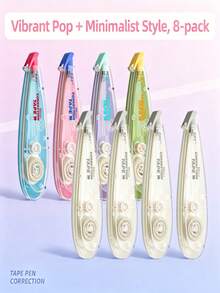 Bộ 4 cuộn băng xóa kiểu bút, màu kem, có thể thay thế ruột băng, dung lượng lớn, tiện dụng cho học sinh, đồ dùng học tập - Nhiều tùy chọn để lựa chọn - Xem 12