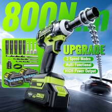 3-In-1 Cordless Impact Wrench, Brushless Motor, High Torque, Lighter Design ,Rechargeable Battery, Ideal For Car, Professional Workshops, Construction And Household Maintenance. A Perfect Holiday Gift For Father. - 升級 2*電池-B - 查看 5